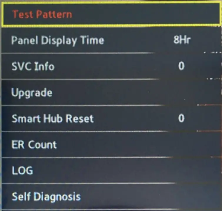 Samsung Servicemenü SVC Panel Display Time