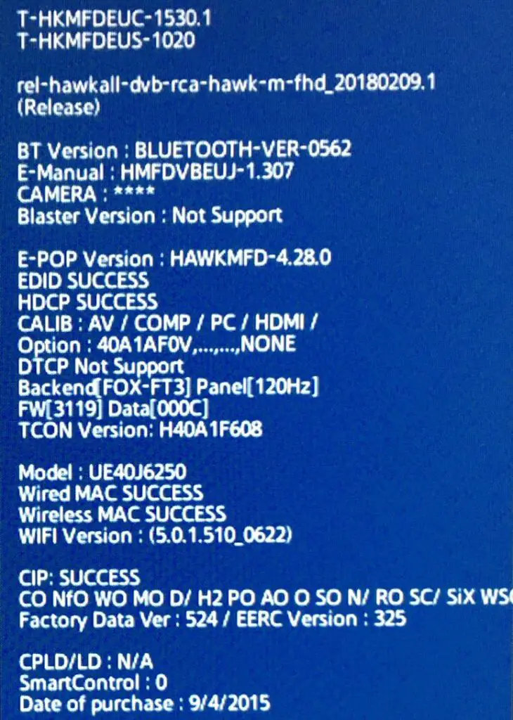 Servicemenü Samsung UE40J6250