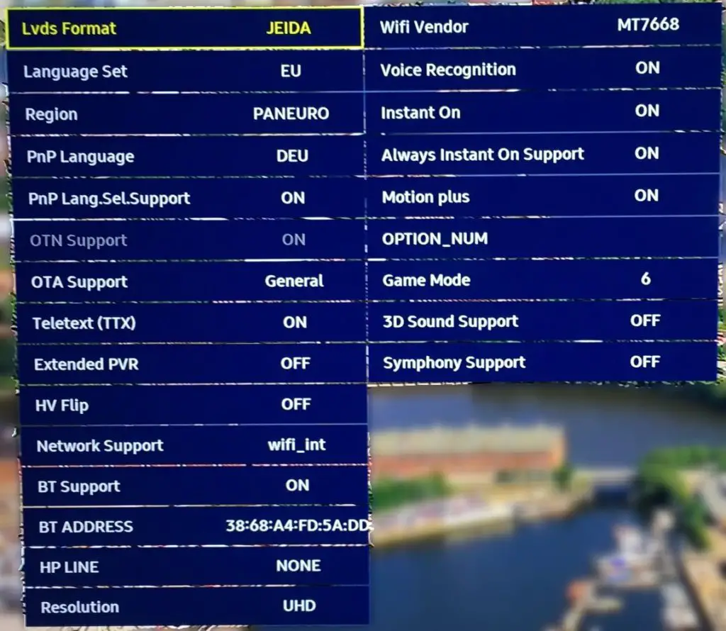 TU8079 Servicemenü Option