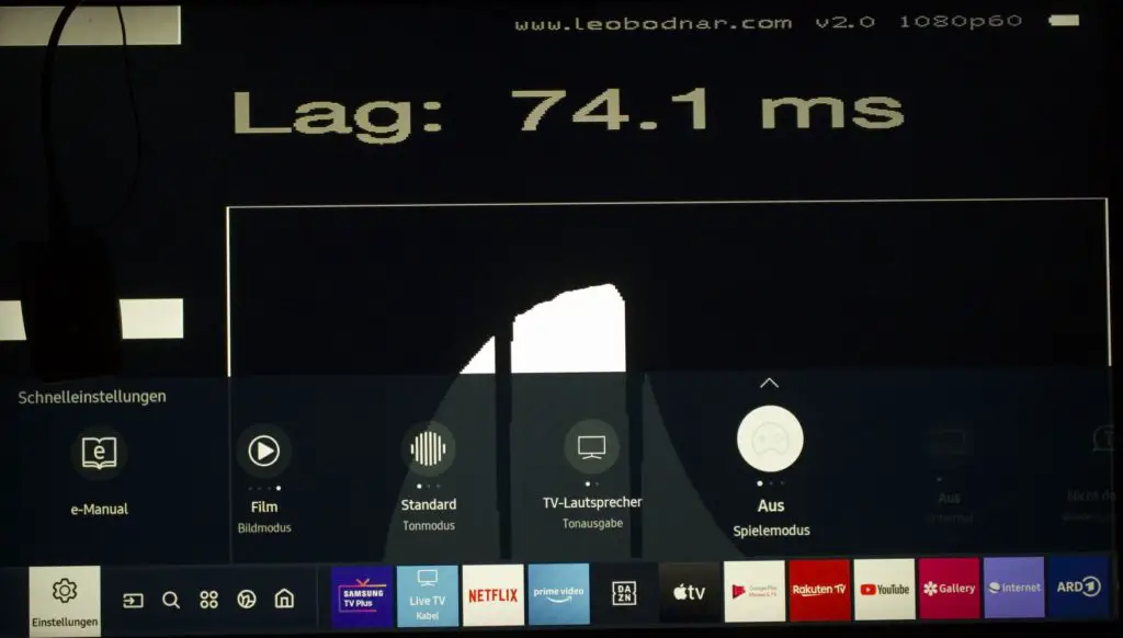 Samsung TU8079 Gaming Input Lag 3 Spielemodus aus