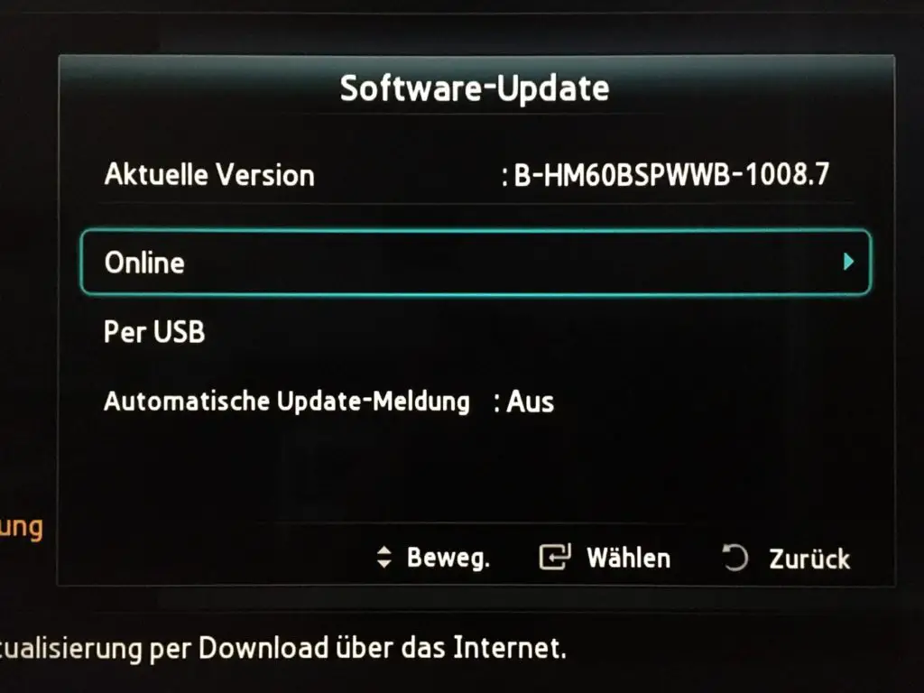 BD-J5500 Menü Software-Update