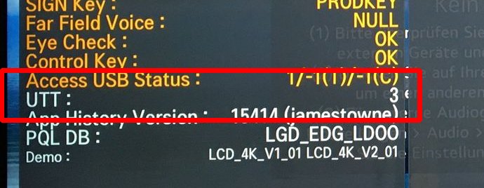 LG Servicemenü Usage Total Time UTT