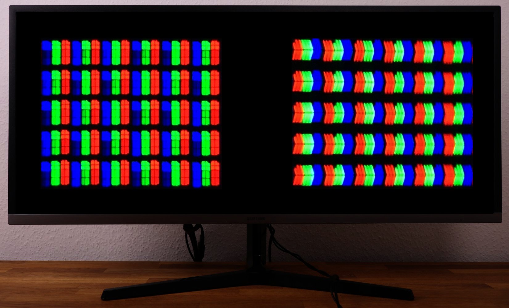 VA LCD und IPS LCD mit ihren Subpixeln auf einem Ultra Wide Monitor (natürlich nicht in Kombination möglich...)