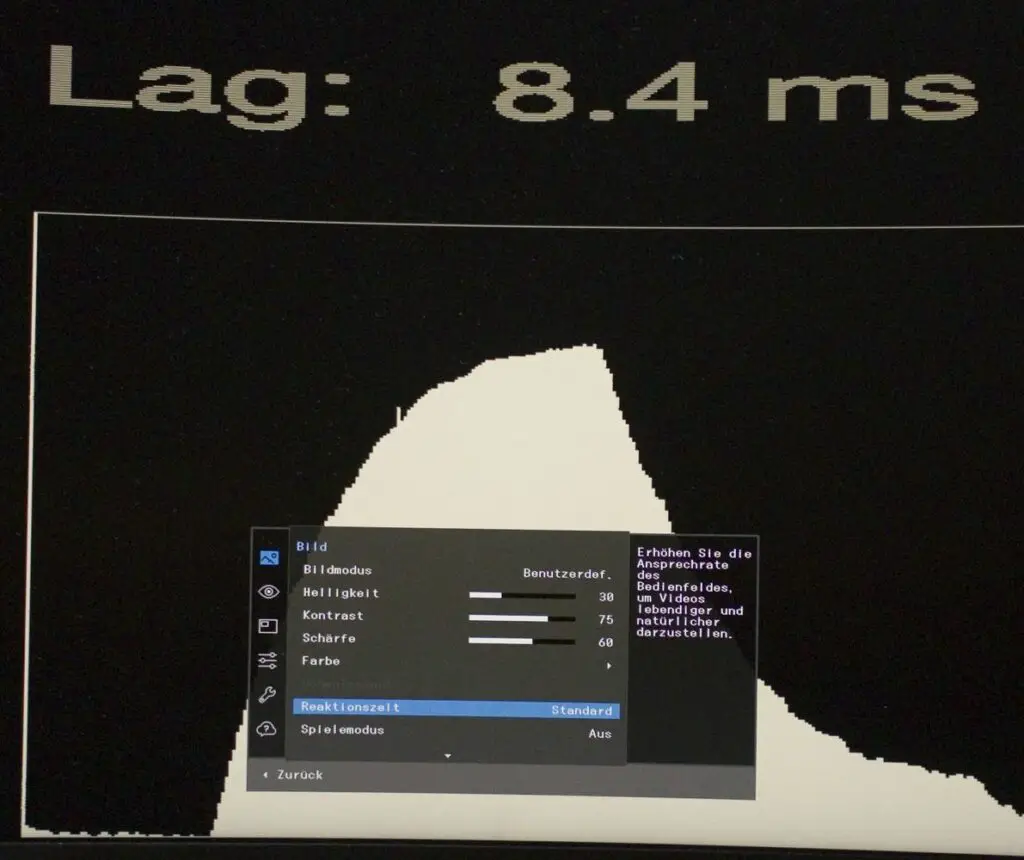 Samsung S34A650UXU Gaming Input Lag Reaktionszeit Standard