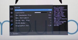 Samsung S34A650UXU Menü System Freesync