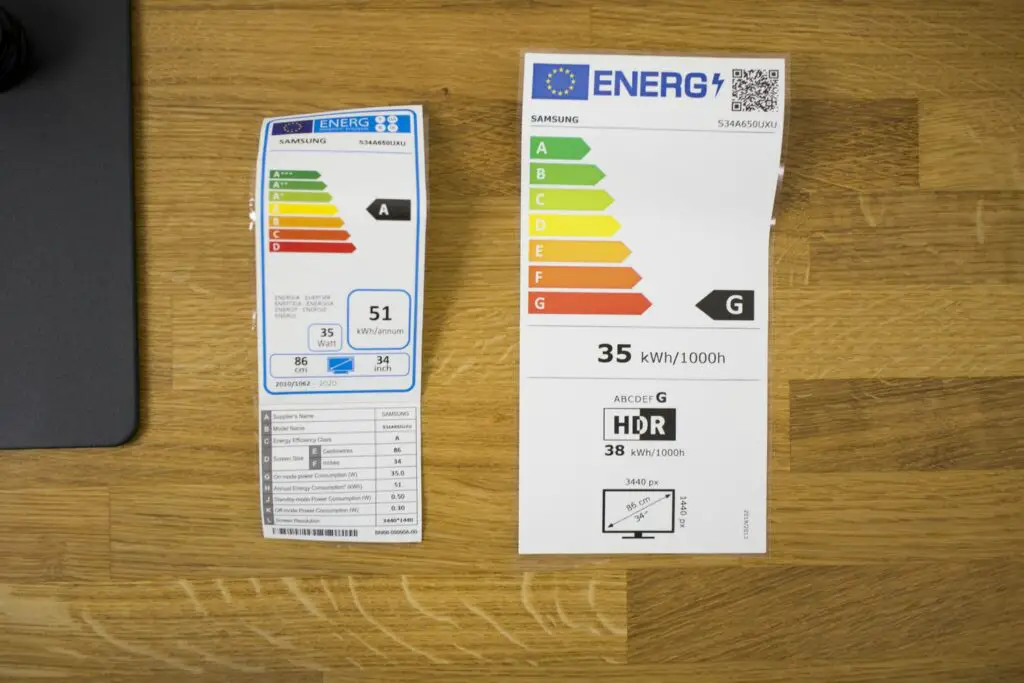 Samsung S34A650UXU altes und neues Energielabel