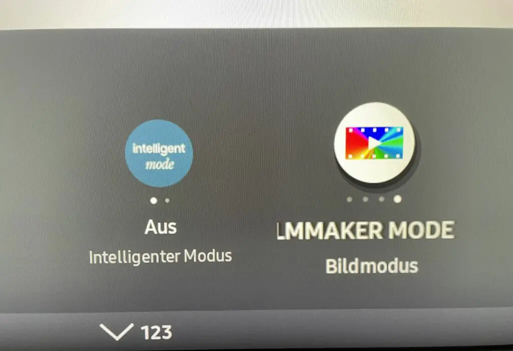 Samsung The Frame Schnelleinstellungen FILMMAKER MODE