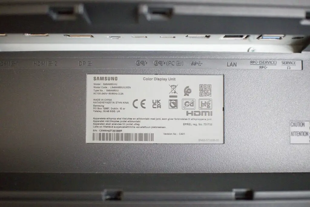 Samsung S49A950 Anschlüsse 2