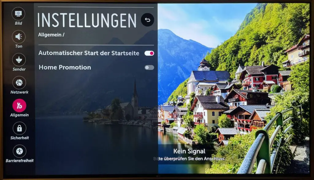 LG älteres WebOS Menü Automatischer Start der Schnellstartleiste aktiviert